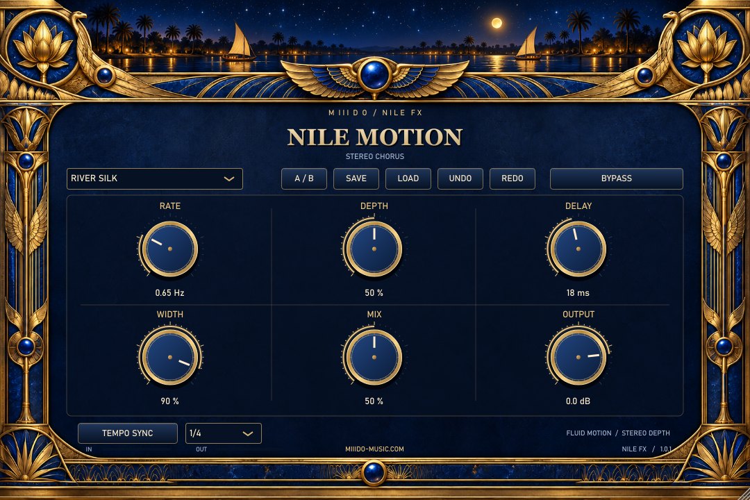 NILE MOTION stereo chorus plugin, River Silk preset