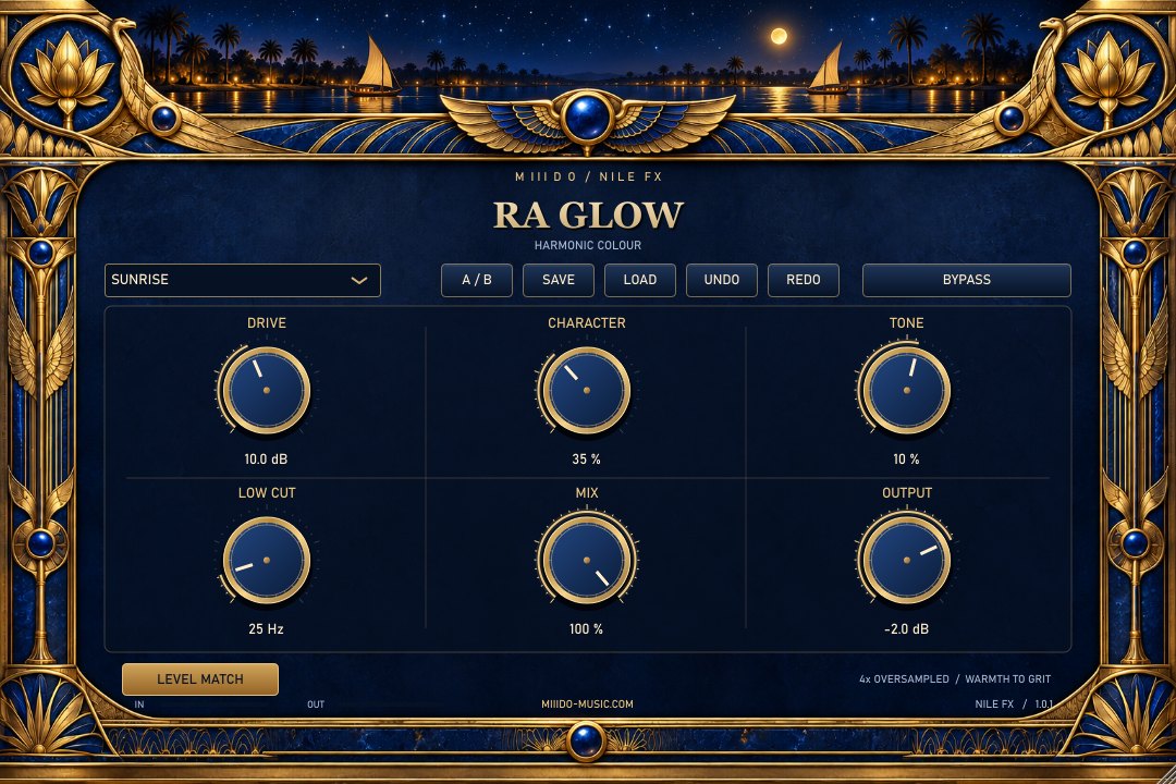 RA GLOW harmonic saturation plugin, Sunrise preset