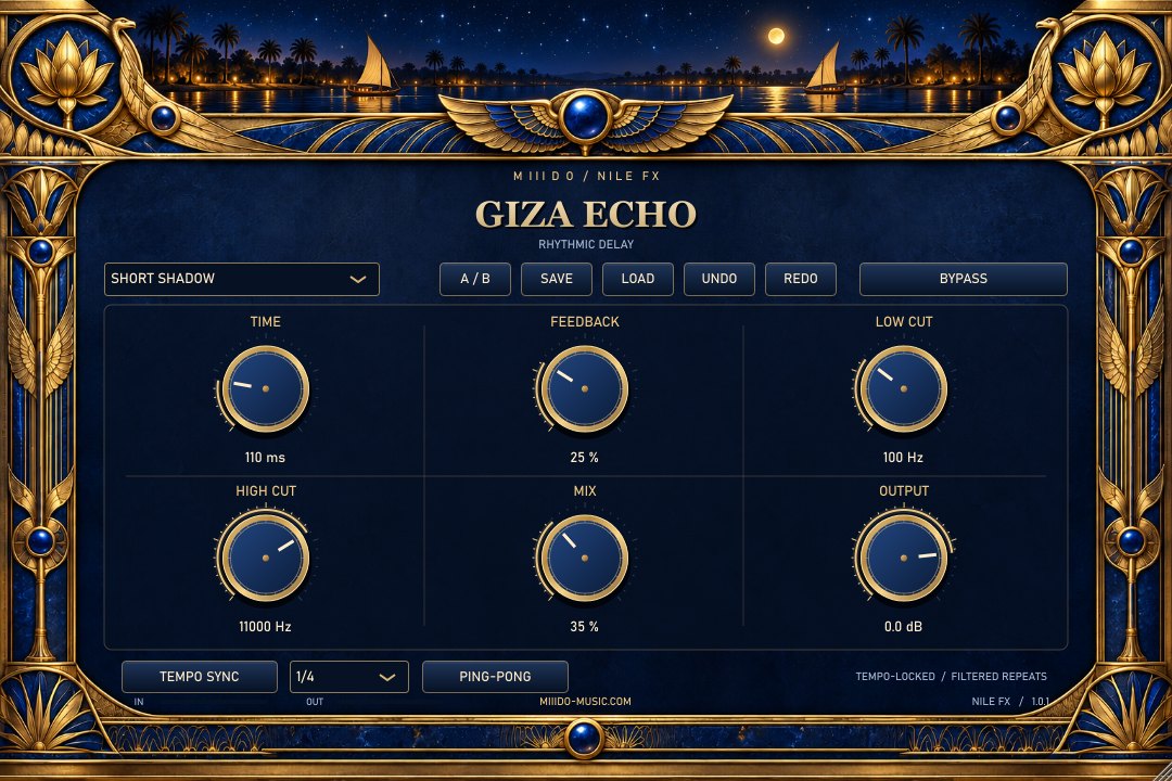 GIZA ECHO stereo delay plugin, Short Shadow preset